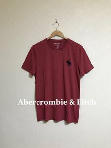 【新品】 Abercrombie & Fitch BIG ICON CREW NECK TEE アバクロンビー&フィッチ ビッグアイコン クルーネック Tシャツ サイズM 半袖レッド