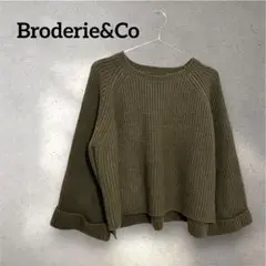 【美品】ラグランスリーブ　ローゲージニット　カーキ　Broderie&Co