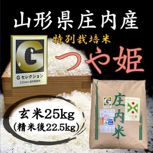 ■Gセレクション♪つや姫♪新米！令和６年産！山形庄内産　玄米２５kg（白米２２．５kg）送料無料