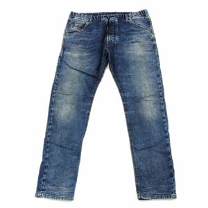 美品 定価4万円●DIESEL ディーゼル ジョグ ジーンズ デニム パンツ テーパード ダメージ加工 KROOLEY-NE メンズ 32 濃紺 1円スタート