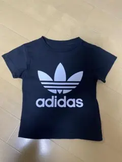 adidas ブラック　ロゴTシャツ 110サイズ