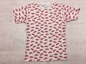 VANS バンズ アメカジ ストリート スケート 総柄プリント 半袖Tシャツ カットソー メンズ XS 白