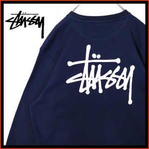 【STUSSY】ショーンフォントロゴ　裏起毛　スウェット　ネイビー