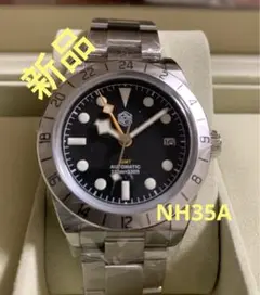 【新品】San-Martin GMT ウォッチ　NH35A 100M防水 黒