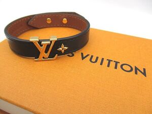 ☆LOUIS VUITTON ルイヴィトン LV アイコニック ブレスレット M8085 ブラック ゴールド金具 レディース アクセサリー 中古☆