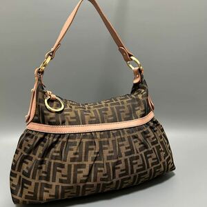 1円 FENDI フェンディ ズッカ柄 ワンショルダーバッグ ハンドバッグ 巾着 レディース　サークルロゴ 金具 正規品本物