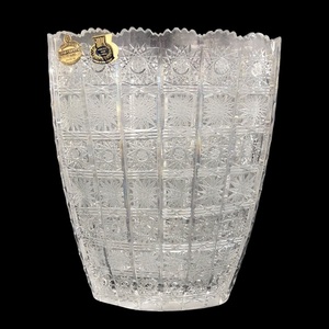 【ITL4LG3CFYIY】LEAD CRYSTAL クリスタル 花瓶 カットガラス フラワーベース スクエア 花器 花入