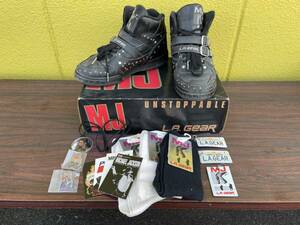 靴下&グッズ付 箱付スニーカー L.A. Gear マイケルジャクソン Billie 4180 BK/SL 黒銀 USA8 26cm LAギア Michael Jackson MJ ペプシ PEPSI