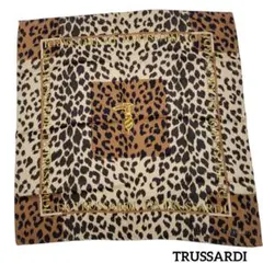 【美品】DA TRUSSARDI ミニスカーフ 57×57 レオパード シルク