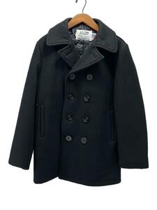 Schott◆ショット/U.S. 74ON PEA JACKET/USA製/ピーコート/36/ウール/ブラック/無地