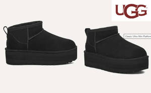 ◆【新品 UGG/アグ 完売 Classic Ultra Mini Platform】 black 25cm ◆JRタカシマヤ購入正規品