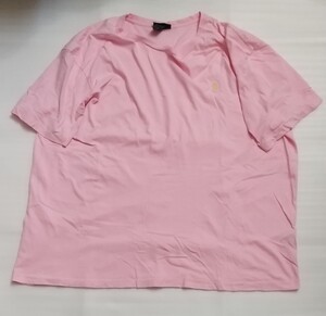 ☆POLO RALPH LAUREN サイズXXL ポロ半袖Tシャツ ラルフローレン TEE ファッション洗濯済レモン色ワンポイント刺繍ティー薄ピンク トップス