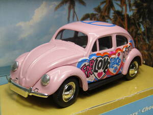 LLEDO Volkswagen 1/43位 Made in England 英国製 オーバル フォルクスワーゲン ビートル ピンク Lucky Love & Peace Beetle BAG VW FLAT4 