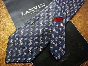 ★良品★3R04329【LANVIN】ランバン「葉っぱ 植物 柄」ネクタイ