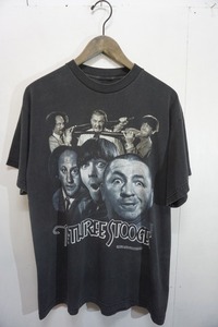 美品 希少 90s ビンテージ THE THREE STOOGES 1998 Tシャツ 三バカ大将 コメディ 映画 黒 ベルベルジン購入 805N▲