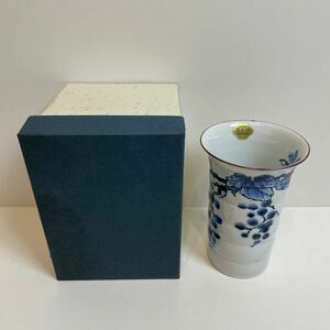 京都清水焼　青葡萄　ビアカップ　グラス　湯呑み　　白磁　伝統工芸品　アンティーク　窯元あづま