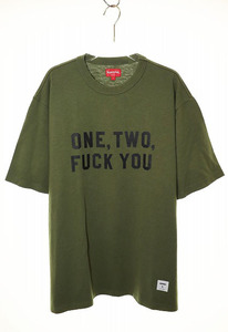 シュプリーム SUPREME 23SS ONE TWO FUCK YOU S/S TOP OLIVE L ワン トゥー ファック ユー Tシャツ クルーネック 半袖 オリーブ ☆AA★2409