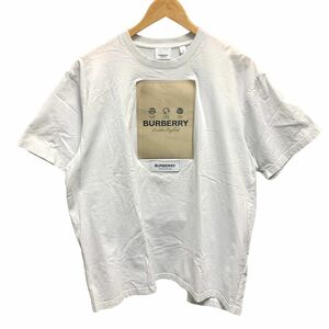 【中古】 BURBERRY バーバリー ロゴラベル オーバーサイズ Tシャツ 8057529 ホワイト Mサイズ 半袖 トップス 23032884DS