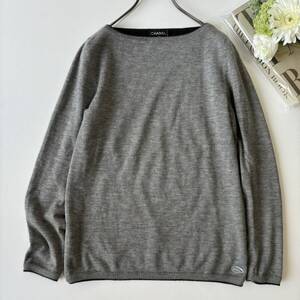 【カシミヤ/シルク】シャネル CHANEL ニット プルオーバー 36 グレー シルバーロゴ 99A ヴィンテージ vintage レディース トップス 