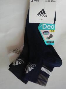 即決!!☆adidas アディダス ソックス3足セット 23〜25cm☆Deo 消臭 破れにくい ワイドヒール つま先かかと補強☆メンズ レディース キッズ