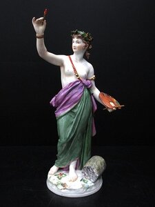 XE104★アンティーク マイセン 絵画の寓意像 ※修復品 / Meissen 1882-1885 N160 マイセン人形 フィギュリン 西洋陶磁 美術品 / 現状渡し