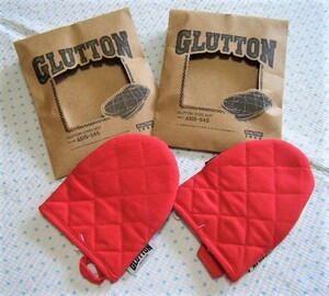 ダルトン　DULTON 1988　GLUTTON OVEN MITT　アウトドア＆キッチン用鍋つかみ手袋・ミトン　同色2点　赤色　パペット型　耐熱 180℃