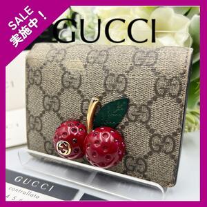 【大人気】GUCCI グッチ チェリー ミニ 財布 GG スプリーム さくらんぼ