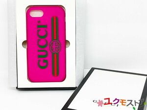 【送料無料】美品 GUCCI グッチ iPhone 7/8/SE（第2・3世代） ケース シリコン ラバー アイフォンケース 499320 ピンク シュリーライン
