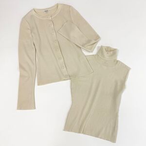 Xa15《カシミヤ100%》FOXEY BOUTIQUE フォクシーブティック アンサンブルニット ツインニット 40 M相当 アイボリー cashmere レディース