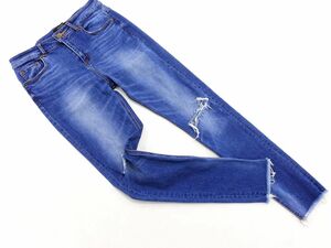 JEANASIS ジーナシス ダメージ加工 カットオフ スキニー デニムパンツ sizeM/青 ■■ ☆ ebc2 レディース