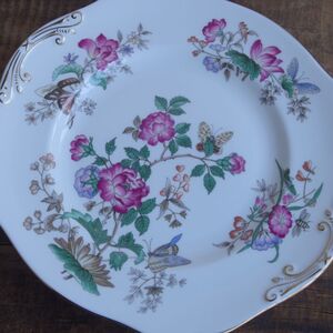 Wedgwood ウェッジウッド Charnwood チャーンウッド 持ち手付き B＆B プレート 25cm #241006 ヴィンテージ 食器 大きめ お皿 盛り皿 蝶 花