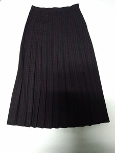 【Vintage Christian Dior】ヴィンテージ クリスチャン ディオール プリーツスカート ロングスカート ウール 黒×赤チェック