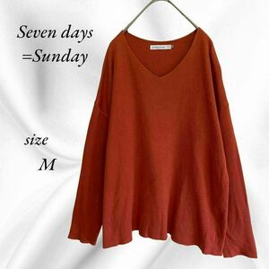 Sevendays=Sunday ミラノリブ　ニット　カットソー　オレンジ　M