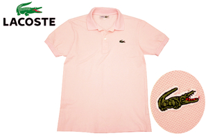 Y-6059★送料無料★超美品★CHEMISE LACOSTE シュミーズ ラコステ★90s 日本製 ピンク ワニロゴ刺繍 鹿の子 半袖 ポロシャツ XS相当