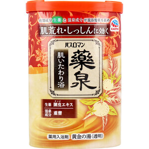 【まとめ買う】バスロマン 薬泉 肌いたわり浴 薬用入浴剤 黄金の湯(透明) 600g×7個セット