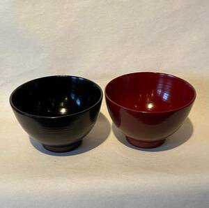 越前漆器■越前塗　夫婦椀　汁椀　スープカップ　刷毛目(大)　筋入り【2客】■天然木・本漆■【新品】