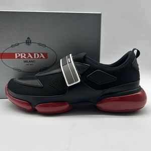 1円【未使用級】 PRADA プラダ 【圧倒的高級感】 クラウドバスト メッシュ メンズ スニーカー ローカット シューズ 靴 ブラック 6 1/2 25.5