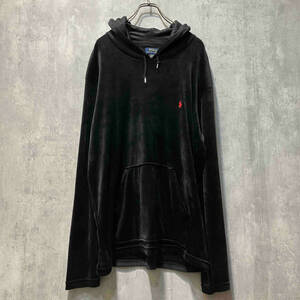 POLO RALPH LAUREN velour hoodie ベロアフーディー ブラック SIZE L ポロ ラルフローレン