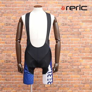 1円/春夏/reric/Lサイズ/日本製ビブ ショーツ ベタつき防止 メッシュ通気性◎ ロゴ プリント 前傾姿勢◎ 自転車 新品/青×黒/ib302/