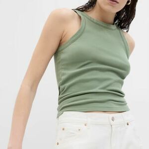 GAP ギャップ　リブ ホルタータンクトップ　トップス