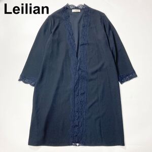 Leilian レリアン ロングカーディガン レース ガウン ネイビー 11 L レディース B72423-143