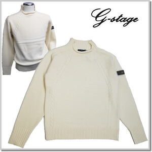 ジーステージ G-stage イタリアンウール アイレスタンド＆ロールクルーネックセーター 630706-002(OFF WHITE)-46(M) ニット