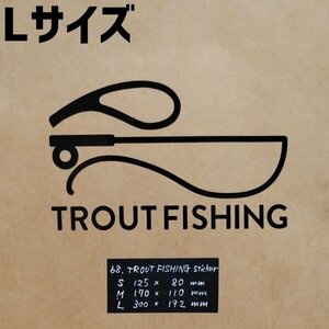 TROUTFISHINGsticker【黒／Lサイズ】★釣り 渓流 トラウト フライフィッシング アウトドア ステッカー