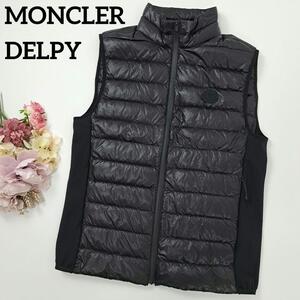 美品 MONCLER モンクレール ダウンベスト DELPY 現行品 ブラック０ 黒 ダウンジャケット ライトダウン 黒ワッペン 黒タグ 背面ロゴ