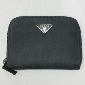 正規品　PRADA プラダ ラウンドファスナー 二つ折り財布　札入れ カード入れ付き 横約13.3cm 縦約10cm マチ2cm R尼0507