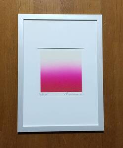 百瀬寿 『 Square-Horizontal Magenta 』 シルクスクリーン　1986年制作 　直筆サイン入り　額装　【真作保証】 版画藝術添付版画　百瀬 寿