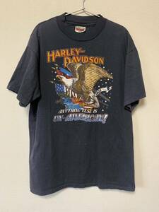70s 80s ハーレーダビッドソン Ｔシャツ HARLEY DAVIDSON ビンテージ USA製 vintage Lサイズ ブラック BEEFYタグ