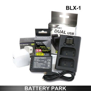 オリンパス BLX-1 対応互換バッテリーと互換LCD充電器 BCX-1　2.1A高速ACアダプター付 OM SYSTEM OM-1 純正 互換電池共に対応