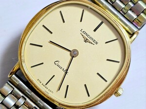 レア！ギャランティーカード付き☆LONGINES ロンジン 紳士用高級腕時計【Ref.21140690978】スクエアフェイス GOLDカラー