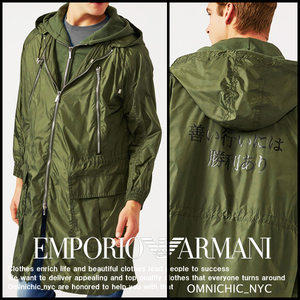 ■新品定226,800円【EMPORIO ARMANI】エンポリオアルマーニ/輝くシルバーZIP/極上リムーバルライナー付レイヤードコート48/Lサイズ程度